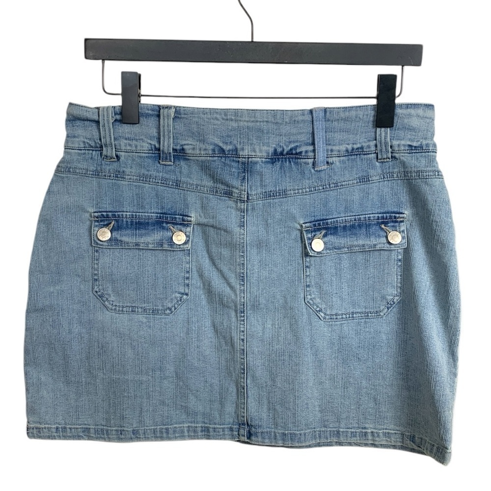 Bum Equipment Vintage Faded Jean Skirt w Stretch, Pockets - Picture 3 of 11